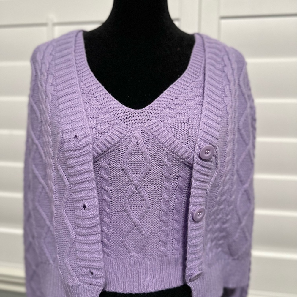 Knit Cardigan And Tank Matching Set